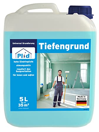 Plid® Tiefengrund bläulich 5L - Grundierung für Beton - Haftgrund für Fassadenfarbe - Vorbereitung für Rollputz & Farbe - Tapetengrund für Rauhfaser - universell einsetzbar - Made in Germany