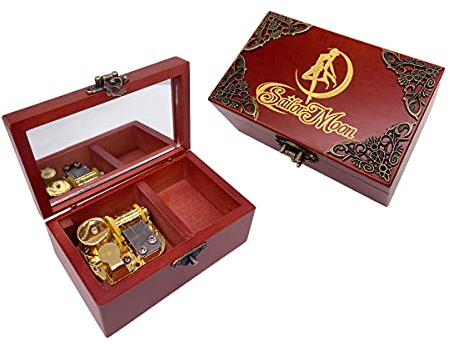 Youtang Joyero de música con espejo grabado con láser, caja musical de madera, regalo musical para ella, él, novia, novio (melodía: densidad de luz de luna, movimiento dorado)