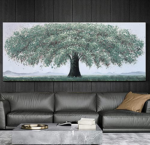 WunM Studio CE Handgemaltes großes Glücksbaum-Ölgemälde Wohnzimmer Sofa Hintergrund Wand dekoratives Gemälde Büro Glück Abstrakte grüne Malerei dekorative Malerei, grün, 120 x 240 cm