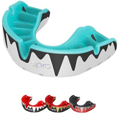 OPRO Platinum Level Mouth Guard, Adults and Kids, Featuring Revolutionary Fitting Technology for Boxing, Football, MMA, Martial Arts, Hockey, and All Contact Sports (White/Black/Mint, Adult)