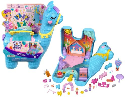 Polly Pocket Grand Coffret Lama Surprises Soirée Pyjama, 25 Surprises (Dont 2 Mini-Figurines), thème Camping de Luxe/soirée Pyjama, Jouet Enfant, Dès 4 Ans, HHX74
