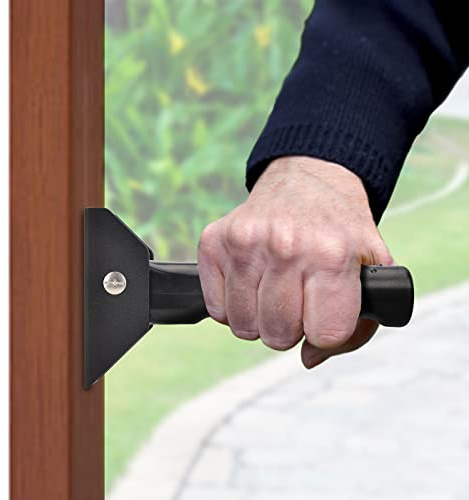 iGuerburn Doorway Flip Assist Handle, Door Assistant Support Grip Handle, Doorway Stair Assist Grab Bar for Elderly or People Who with Balance Issues - Supports Up to 300 Pounds (Black)