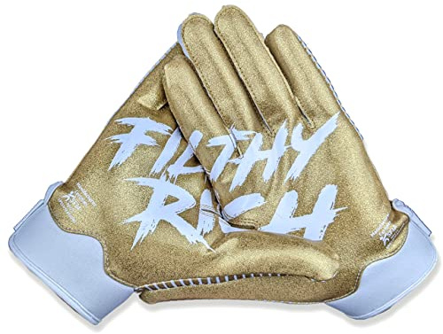 Battle Wide Receiver Football Gloves, Filthy Rich Gold, Adult Medium