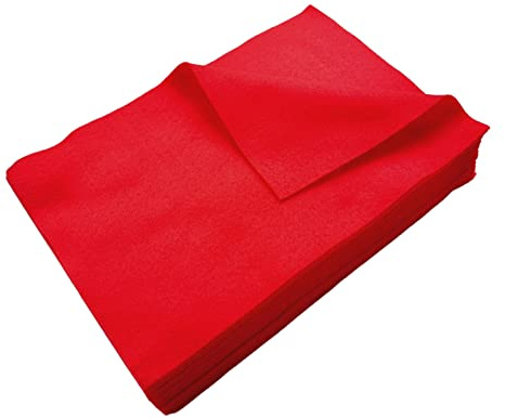 Jtnohx Farbiger Filzstoff Weiche Filzplatten zum Basteln Bastelfilz 20x30cm | Leuchtendes Rot 1,4mm Dick Filz für Heimwerker und Nähprojekte 20Pcs (Leuchtendes Rot)