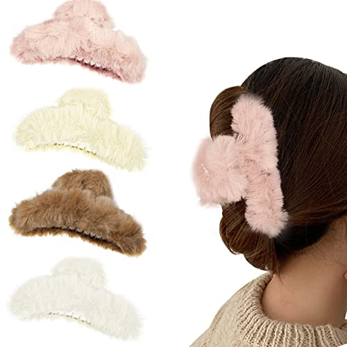 4 pinzas pelo, pinzas pelo mujer, pinzas para el pelo, pinzas para el pelo grandes antideslizantes para cabello grueso y fino, pinzas esponjosas para el pelo