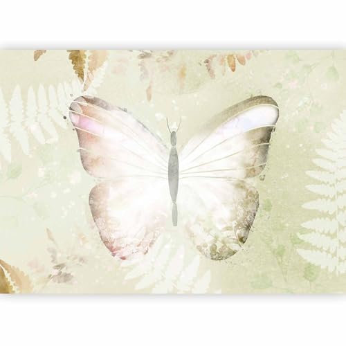murando - Papier peint panoramique animal 350x256 cm - Revêtement mural décoration pour chambre salon - Design moderne - Vert jaune beige - Papillon insectes nature plantes animaux g-A-10062-a-a