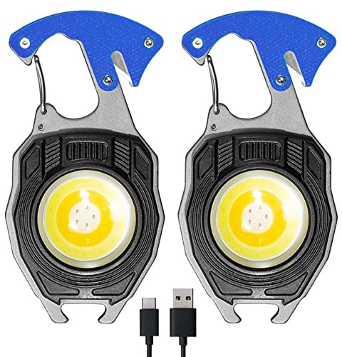 PKKP 2 mini linterna LED 800 lúmenes, lámpara de trabajo portátil llavero 7 modos USB C carga multifunción luces de inspección para camping reparación de emergencia