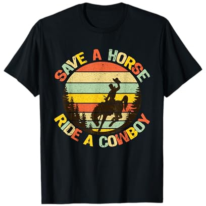Vintage Save Horse Ride Cowboy Horseback Riding Funny Horses T-Shirt