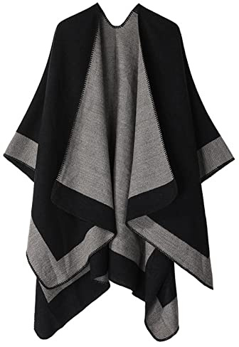 Poncho-Schal mit Kaschmir - Hochwertiges Cape für Damen - XXL Umhängetuch und Tunika mit Ärmel - Strick-Pullover - Sweatshirt - Stola für Sommer und Winter Halstuch Schal