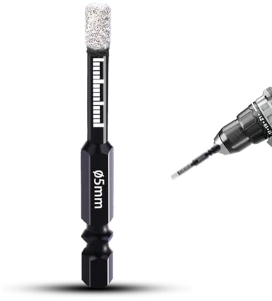 Punte Diamantate 5mm Punte per Piastrelle Punta Codolo Esagonale per Secco Trapano Diamantata per Trapano per Ceramica Granito Vetro Porcellana Piastrelle Smerigliatrici Angolari