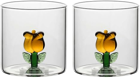 THUN - Set 2 bicchieri in vetro tulipano - Borosilicato - Country Bloom - 300 ml