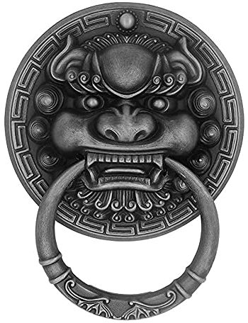 RWRAPS Messing-Türklopfer mit Löwenmaul aus Metall, antiker Löwen-Türgriff, Türgriffknöpfe für die Vordertür, Türklopfer für Heimtürdekoration (schwarz 20 cm) (schwarz 13,5 cm)