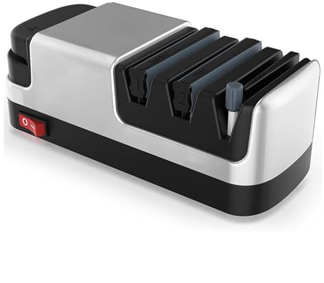Affilacoltelli Elettrico, 4 in 1 Acciaino Professionale, Con Abrasivi Diamantati Al 100% E Guide Angolari Di Precisione Affilacoltelli Elettrico Professionale,Silver