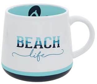 Pavilion Gift Company - Beach Life - Flip Flops - 18 oz Waterfront Ocean Seaside Coastal Tea Cup Coffee Mug Drinkware Outdoorsy