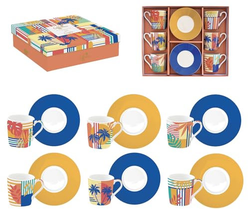 Easy Life Set mit 6 Kaffeetassen, 10 cl, aus Porzellan