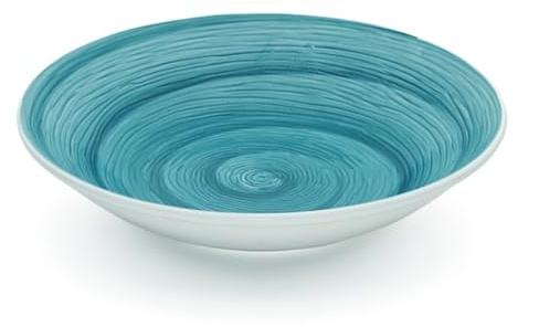 Generico Memento Table Set 6 piatti Fondi 23 cm in ceramica Made in Italy, dipinti a mano (Petrolio, Fondi)