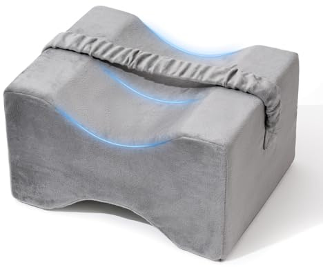 UJPFEO Knee Pillow for Side Sleepers,Memory Foam Leg Support Pillow for Sleeping Comfort,Knee Cushion for Hip,Knee,Back and Sciatica Relief,Helps Align Spine,Natural Gray