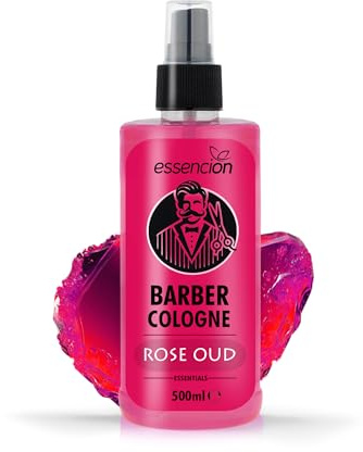 Essencion Barber Cologne – 500ml – Eau de Cologne Herren - After Shave Men - Duftwasser - Rasierwasser Männer - Erfrischt kühlt - Duft Herren - Desinfizierend (Rose Oud)