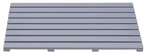 Unibos | Home Rectangular Grey Wooden Bath Mat | Bamboo Bath Mat | For Bathroom, Outdoor Shower & Spa | 60 X 37cm Multipurpose Bamboo Mat With Anti Slip Rubber Feet Duck Board Wooden Shower Mats