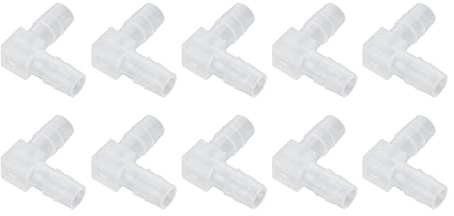 Plast Armbågslang Barb, 10st Armbågslang Barbplast Montering 90 Graders Lika Taggad Adapter L Form för Akvarium (8mm)