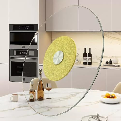 Generisch Lazy Susan-Drehteller, 50,8 cm, gehärtetes Glas, runder Lazy Susan-Drehteller für Esstisch, drehbares großes Serviertablett, robuste Tischdekoration – geräuschloses Lager (Größe: 5