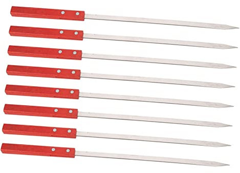 ifundom Spiedini in Acciaio Inox Antiruggine Per Barbecue Da 40 Cm Con Manico in Legno Di Redwood, Set Da 8 Pezzi, Utensili Per Grigliare Carne Alla Brace, Per Campeggio e Barbecue All'aperto