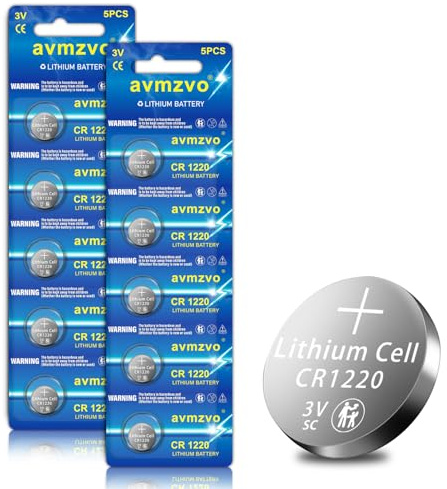 avmzvo CR1220 Lot de 10 piles bouton au lithium CR 1220,3 V | avmzvo Lot de 20 piles bouton CR1220 au lithium CR 1220,3 V