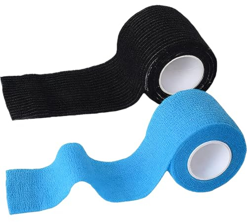 GNALIA 2 Pezzi Di Tape Kinesiologico Sportivo, Nastro Elastico Impermeabile 4,5M X 2,5Cm, Protezione Muscolare, Colori Nero E Blu