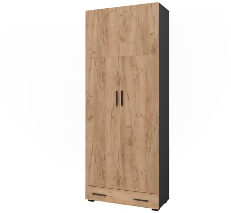Vicco Mehrzweckschrank Ingo, Anthrazit/Goldkraft Eiche, 80 x 201.2 cm