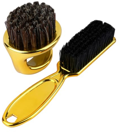 WOONEKY Nackenbürste für Barbiere mit Langem Griff und Ringgriff Sanft zur Haut Abs Nylon Material Luxuriöses Haarbürsten Reinigungswerkzeug für Bart und Haare