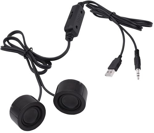 YARCHONN Mini altavoz USB para ordenador de sobremesa portátil, altavoz pequeño para PC, alimentado por USB, conector TRS estéreo de 3,5 mm, con ajuste de volumen para teléfono MP3 -1,2 m