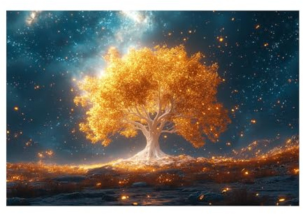 TODOAA Astratto Quadri Soggiorno Albero della vita Opere d'arte dell'Albero d'Oro della Vita Stampa su tela -Moderni Poster da parete Camera da letto Ufficio Decorazioni-40x60cm Non incorniciato