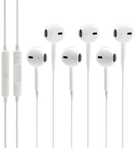 Pack de 3 auriculares con cable para iPhone, auriculares in-ear con cable para Apple, con micrófono y control de volumen, aislamiento de ruido, compatible con iPhone 14/13/12/11/X/SE