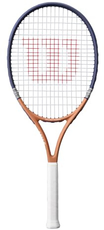 Wilson Roland-Garros Elite Comp Jr 26 Tennisschläger, Bietet Stabilität & Komfort für Anfänger, Mit Halbhülle zum Schutz, Farbe: Navy/Orange, Größe: 26