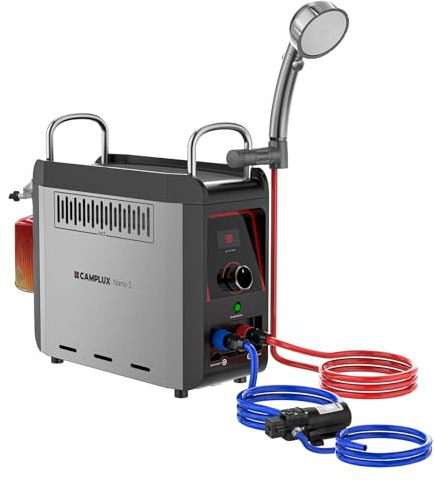 CAMPLUX Gas Water Heater 3 L/min with Pump, Compact Hot Water Solution for Camping & Vanlife, Nano 3