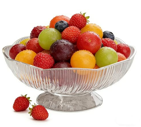 SRGOM 2 Stück Süßigkeiten Obstschale modern Dekoschale mit Fuß Obst Gemüse Aufbewahrung Küche Transparent