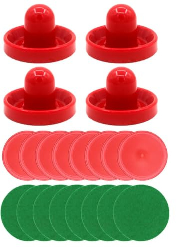 YARNOW Juego de Accesorios para Mesa de Hockey de Aire Discos y Empujadores de Plástico Rojo, Repuestos para Mini Mesa de Hockey, Diversión Familiar Garantizada