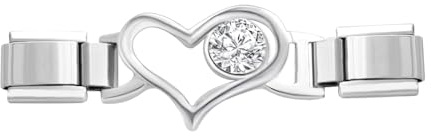 Quiges 9mm Italian Style Charm Modul Edelstahl Zirkonia Herz für Italienische Armbänder