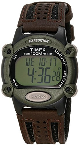 Timex Men's T48042 Expedition Full-Size Digital CAT Brown Nylon/Leather Strap Watch