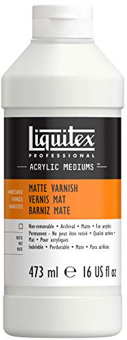 Liquitex 5216 Professional matter Firnis, Schlussfirnis für Acrylfarben - seidenmatte Oberfläche, nicht gilbend, alterungsbeständig, schnell trocknend, Archivqualität - 473ml Flasche, Farblos