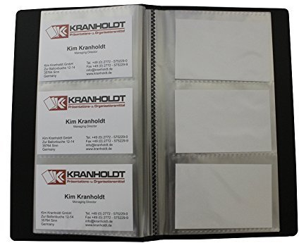 EXXO by HFP 23268 Visitenkartenbuch mit eingeschweißten Hüllen für 120 Visitenkartenarten PP-Vollkunststoff, schwarz