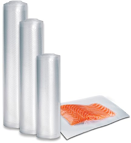 CASO Profi- Vakuumfolien Set 2/50 x Beutel 30x40cm1x Rolle 20x600cm1x Rolle 28x600cm1x Rolle 30x600cm, für Vakuumierer, sehr stark & reißfest, aromadicht, kochfest, wiederverwendbar
