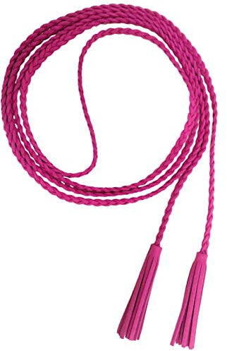 Nanxson Damen Taillengürtel Gewebte Quasten Kettengürtel Leder Dünner Gürtel für Kleid PDW0042 (pink)