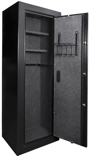Barska 9.34 Cu Ft Large DOJ Approved Smart Biometric Fingerprint Quick Access with + Master Key 5 Deadbolt lock Sytem 16 Rack Rifle Gun Safe Cabinet 19 in x 16 in x 57 in