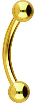PIERCINGLINE Chirurgenstahl Banane 2 KUGELN Gebogener Piercing Stab Augenbraue Intim Brust Ohr Goldfarben 3 x 1,2 x 10 mm
