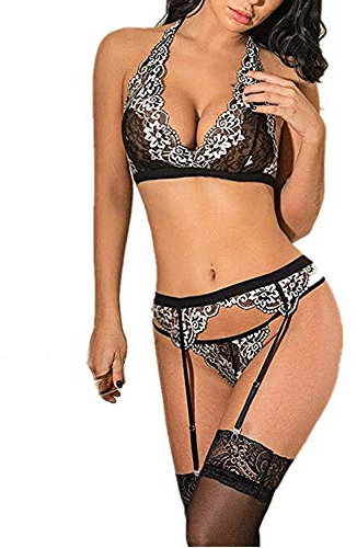 Damen Babydoll sexy Dessous Spitze Pyjama Pyjama Set Babydoll Petticoat Spitze Dessous Set Damen Dessous sexy BH und Slip Set für Frauen Gürtel Kleid Spitze Tasse Pyjama