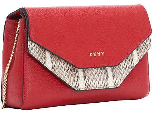 DKNY Damen Crossbody, Sling Bag, Hellrot/Natur Lisa Clutch