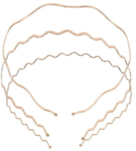 Lurrose Dünnes Metall Haarreifen Set 3 Stück Wellenförmige Haarbänder Damen Stirnband Haarschmuck Für Hochzeit Party Alltag Outdoor