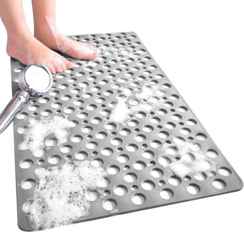 Venuso quadratisch duschmatte rutschfest Anti Schimmel, 43 x 75 cm badewannenmatte rutschfest, Maschinenwaschbar, Grau