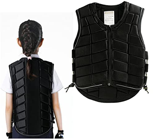FHUILI Sicherheits-Reitweste, atmungsaktives Reitzubehör Körperschutz mit verstellbarem Bungee-Schnur und Reißverschluss für Kinder Erwachsene, Reitsport (kleine Größe)